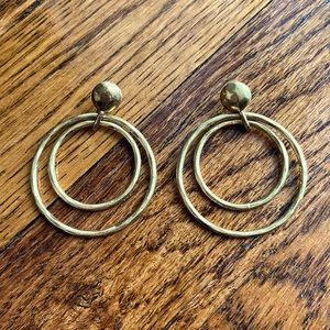 Lucky Brand Gold-Toned Hoop Dangly Stud Earrings